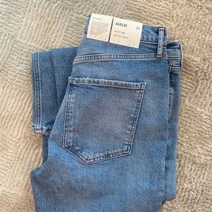 AGOLDE Riley Long High Rise Straight Jean. Color-Cove. Size-29.